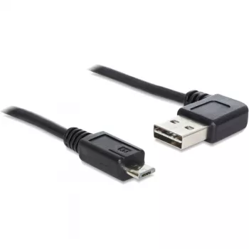 Delock Easy - USB laidas - USB (V) į kairę/dešinę kampuotas, apverčiamas, į Micro-USB tipo B (V) tiesus - USB 2.0 - 50 cm - Juodas (85163)