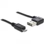 Delock Easy - USB laidas - USB (V) į kairę/dešinę kampuotas, apverčiamas, į Micro-USB tipo B (V) tiesus - USB 2.0 - 50 cm - Juodas (85163)