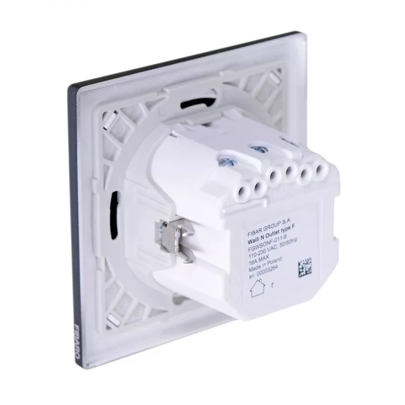 Kištukinis lizdas F tipo Fibaro FGWSONF-011-8, 1 lizdas, 110–230V, 50/60Hz, juoda