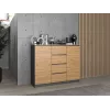 Komoda iš viršutinės parduotuvės Topeshop 2D4S ANT/ART BA KPL — 4 stalčiai, antracitas/ąžuolas, 1200×400×970 mm, medžio drožlių plokštė