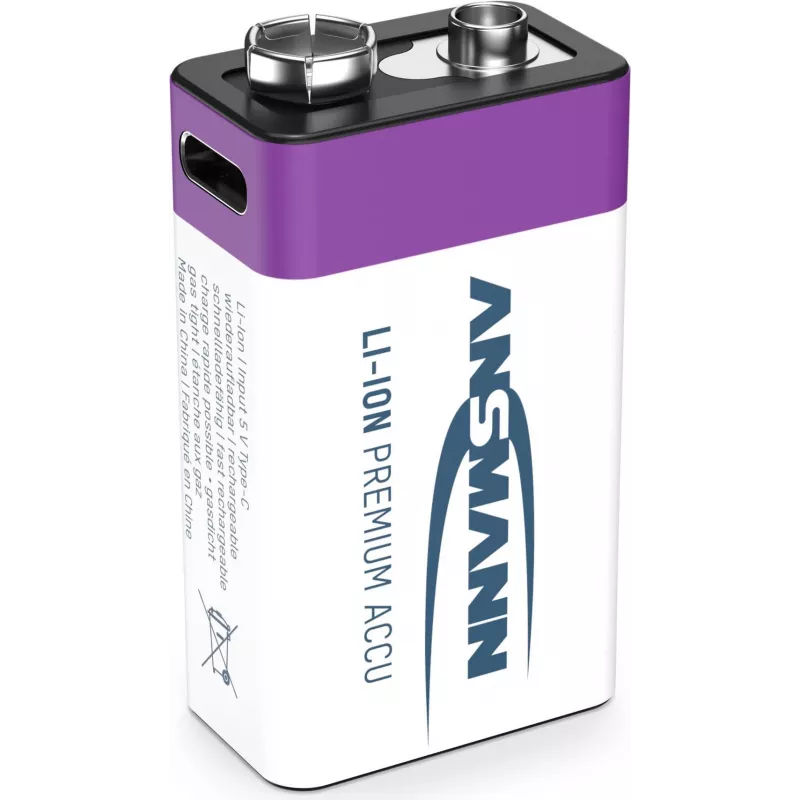 Ansmann ANS 1315-0005 - Įkraunama ličio jonų baterija 9V blokas 340 mAh 9 V 1 vnt. - Įkraunama baterija
