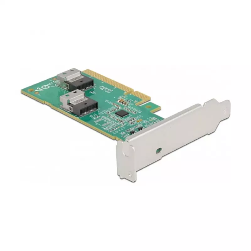 DeLOCK PCI Express 4.0 x8 kortelė su 2 vidiniais SFF-8654 4i NVMe prievadais, žemo profilio