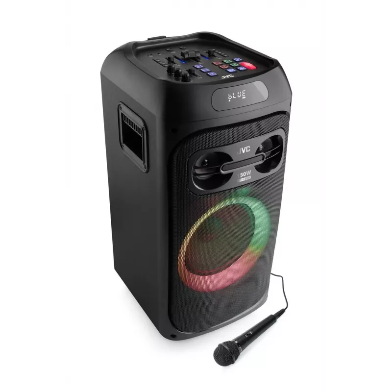 Vakarėlių garsiakalbis JVC XS-EP514B — stereo nešiojamas garsiakalbis, 150W RMS, Bluetooth 5.0, TWS, 4000mAh baterija, karaokė, FM, juodas