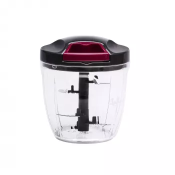 Rankinis maisto smulkintuvas Jata HMAQ4506 0,9 l talpos nerūdijančio plieno peiliai 140 mm aukštis 12,5 cm skersmuo Juoda Raudona Skaidri