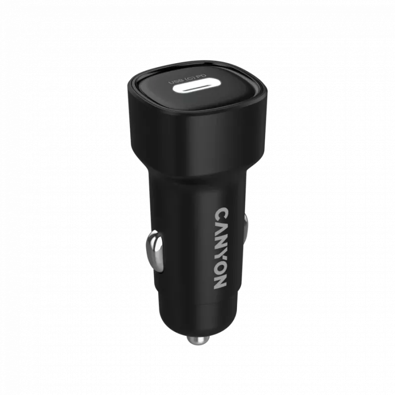 Automobilinis įkroviklis CANYON OnDrive 30 PD 30W USB-C juodas — automobilinis USB-C maitinimo adapteris 30W PD