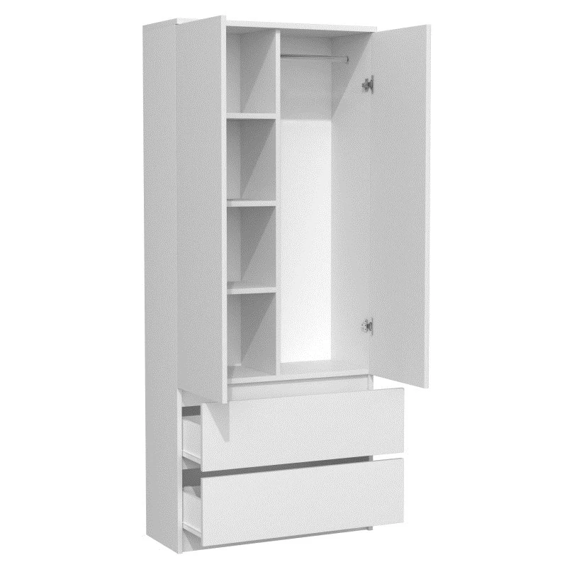 Wardrobe Top E Shop SZAFA MALWA B 5 lentynos 2 varstomos durys balta 900×500×1800 mm