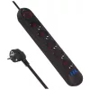 Maitinimo lizdas MACLEAN MCE395 B — 5 lizdai, 3×USB, 110–240V AC, 2,1A USB, 2500W, 1,5 m kabelis, juodas