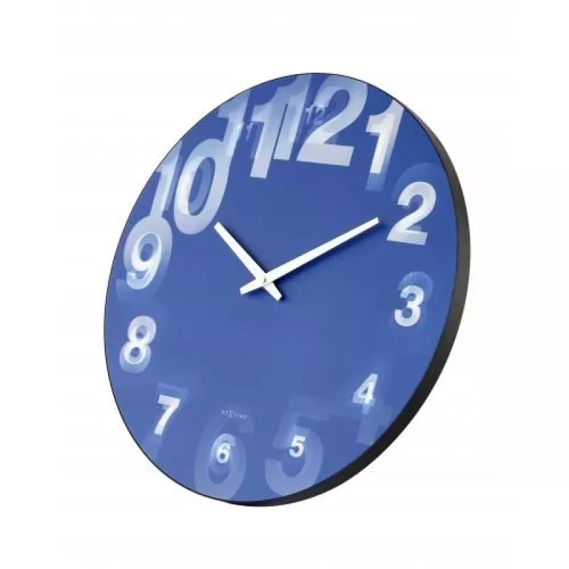 NeXtime klok 3077bl 3D, Ø39.5 cm, Sieninis, Mėlynas/ Baltas