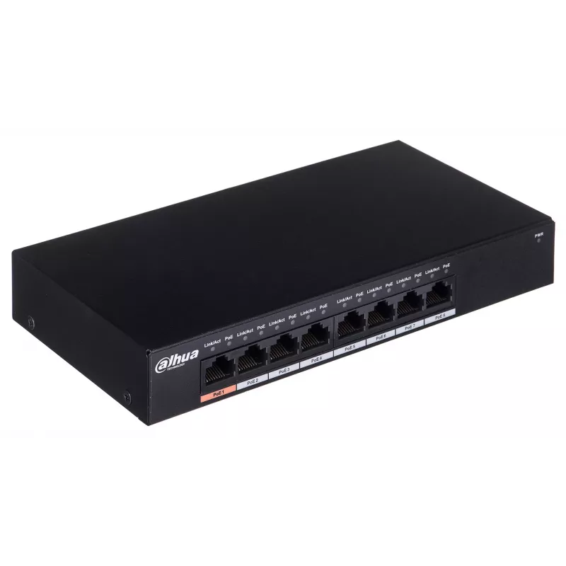Dahua Technology PFS3008-8GT-96 tinklo komutatorius Nevaldomas L2 Gigabit Ethernet (10/100/1000) Power over Ethernet (PoE) Juodas