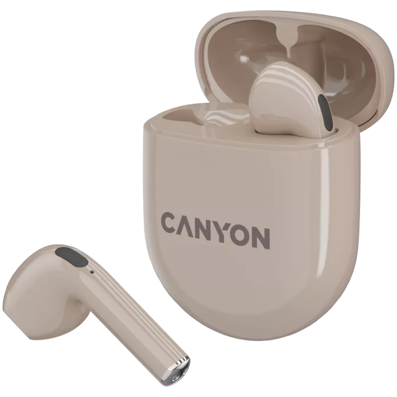 Canyon Bluetooth ausinės TWS-6 Gaming Mode/BT 5.3 smėlio spalvos mažmeninė prekyba (CNS-TWS6BE)