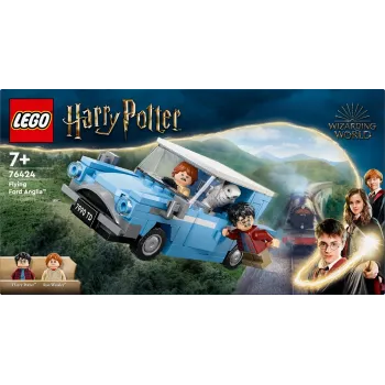LEGO Harry Potter Skraidantis Ford Anglia automobilio žaislas 7 metų ir vyresniems vaikams, berniukams ir mergaitėms, pastatomas modelis su Roniu Vizliu minifigūrėle ir Hedviga