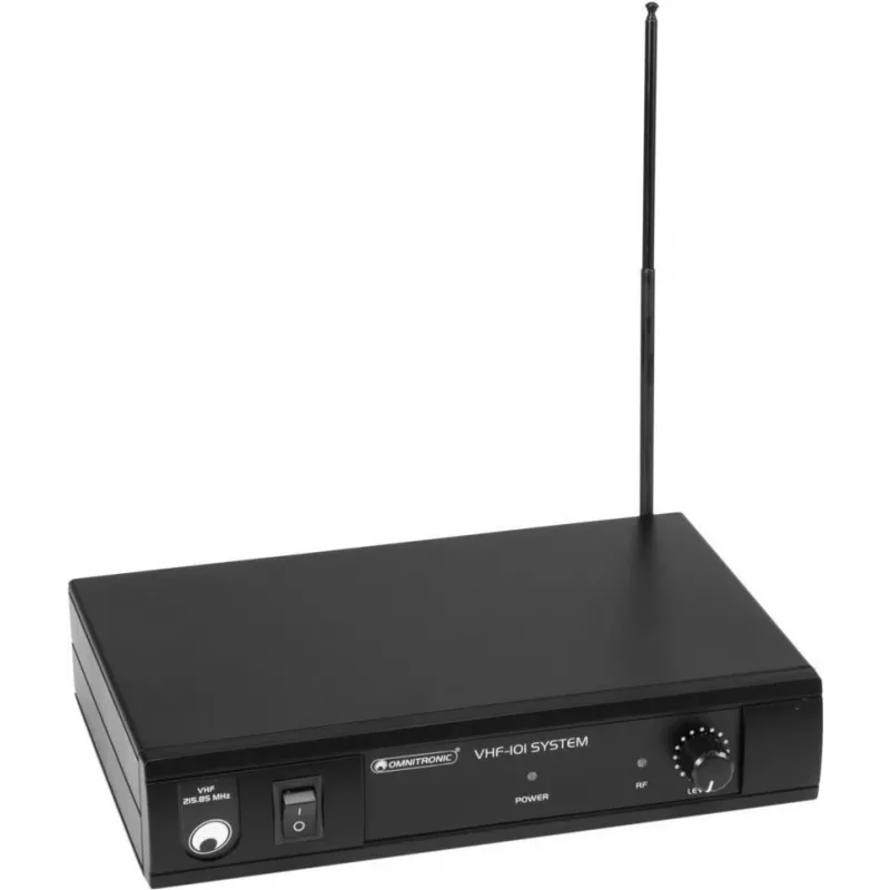 Belaidė mikrofonų sistema Omnitronic VHF-101 — VHF 214,35 MHz, vieno kanalo rankinis