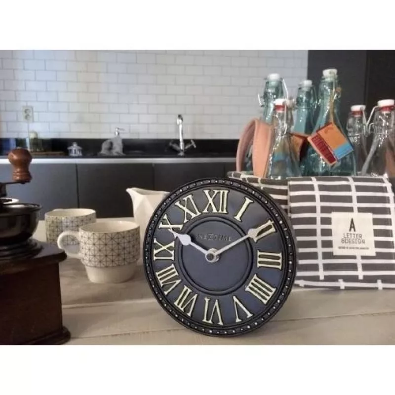 NeXtime klok 5187zw London Table, Ø16 cm, sieninis, juoda / balta