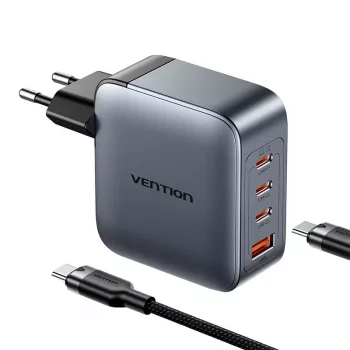 Vention maitinimo įkroviklis TZ-FETH0-EU 3× USB-C + 1× USB-A 100W, PD iki 30W vienam C, įėjimas 100–240V