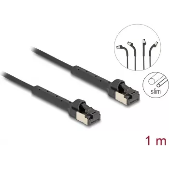 Tinklo kabelis DeLOCK RJ45 plonas Cat.8.1 U/FTP 1m Juodas