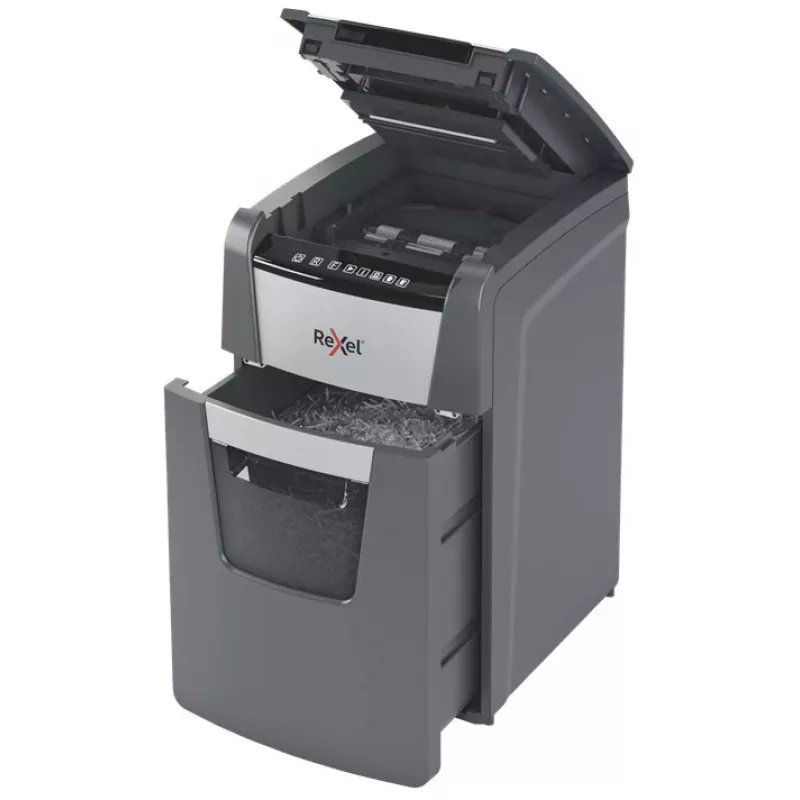 Rexel AutoFeed+ 130M popieriaus smulkintuvas, mikro-pjovimo smulkinimas, 55 dB, juoda, pilka