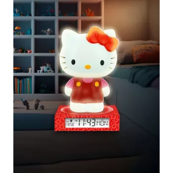 3D naktinė lempa vaikams Euroswan HK50198 su Hello Kitty dizainu ir įmontuotu žadintuvu