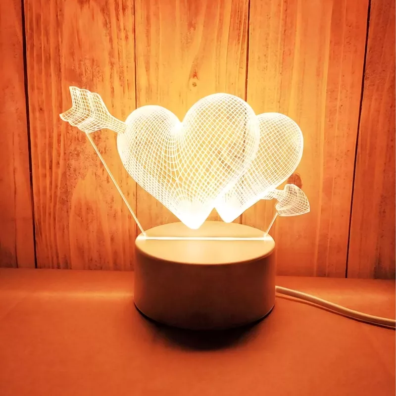 Naktinė lempa Extralink HOME 3D optinė iliuzija “Pierced Hearts” USB naktinė lempa