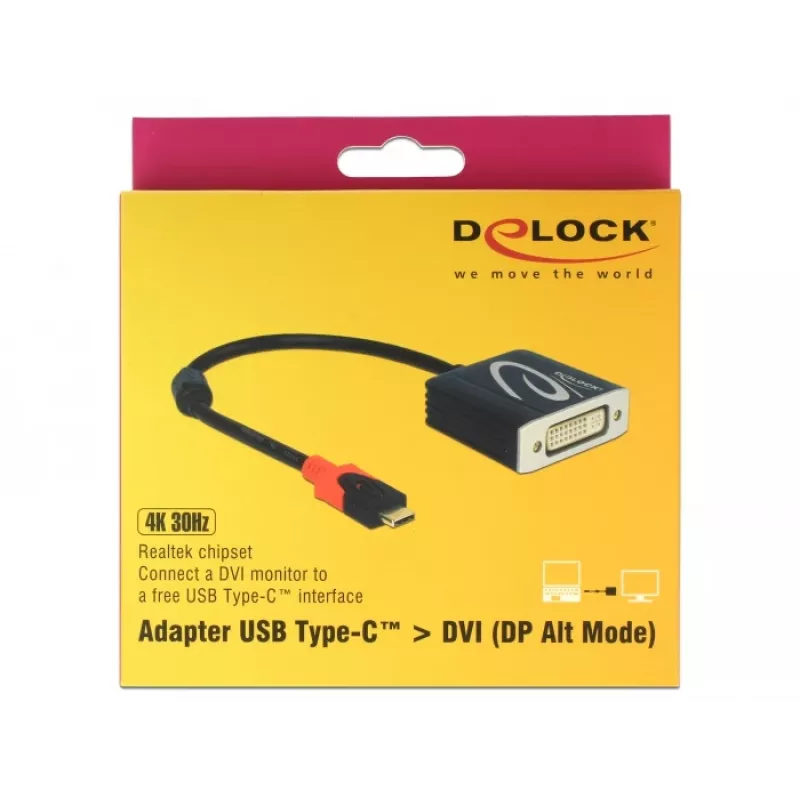 Vaizdo kabelio adapteris DeLOCK 61213 USB Type-C į DVI 0,2 m juodas