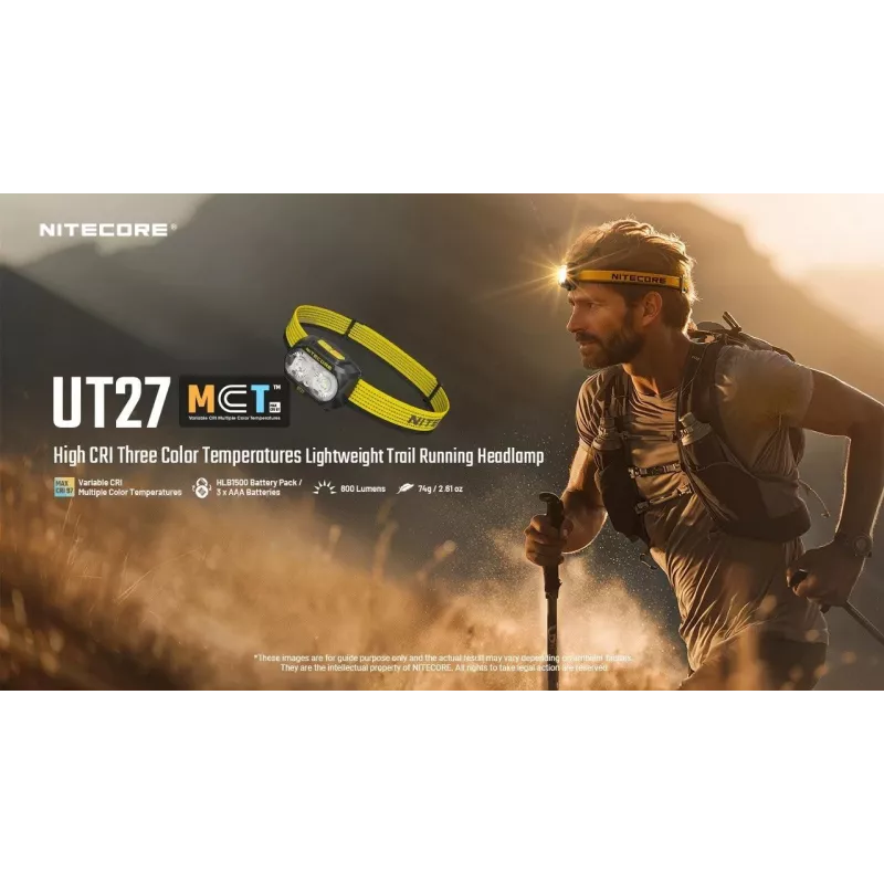 Nitecore UT27 MCT juoda, geltona galvos juostos žibintuvėlis LED