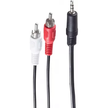 Garso kabelis ShiverPeaks BS30832-15 15m 3,5mm 2xRCA juodas