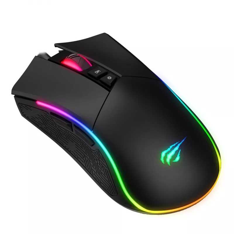 Havit MS1001S - optinė kairiarankė/ dešiniarankė žaidimų pelė, USB tipo A, juoda-pilka