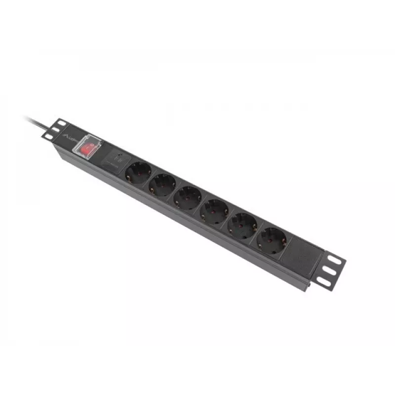 Lanberg PDU-05F-0200-BK maitinimo paskirstymo įrenginys (PDU) 5 kintamosios srovės lizdai 1U juodas