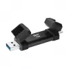 USB atmintukas Silicon Power DS72 1 TB, USB 3.2 Gen 2 Type-A / Type-C, aliuminio-gumos korpusas, juodas