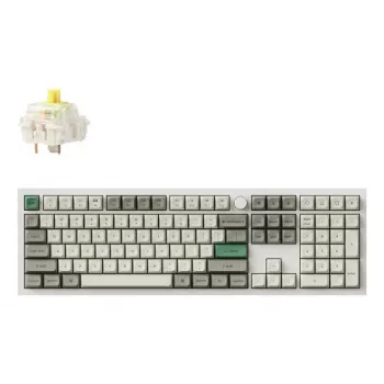 Mechaninė klaviatūra Keychron Q6M-P4 — Pilno dydžio 100% laidinė ir belaidė (USB, RF, Bluetooth 5.1), RGB apšvietimas, Balta, USB-C