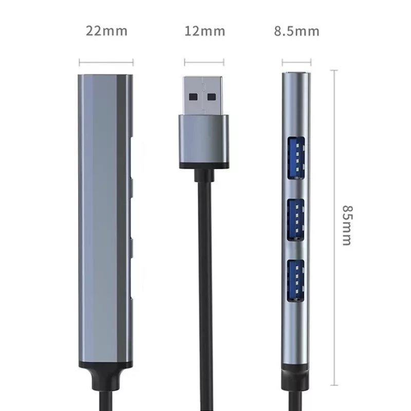 USB šakotuvas 3.0 4in1, 4x USB 3.0