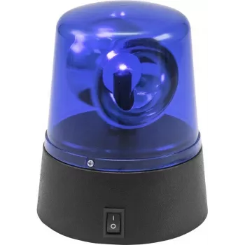 LED mini policijos švyturėlis EUROLITE 50603660 mėlynas — USB įkraunamas, maitinamas baterijomis, kompaktiškas įspėjamasis švyturys