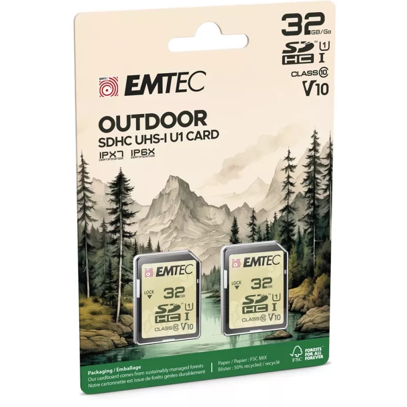 “Emtec 32GB UHS-I U1 V10 Outdoor” SD kortelė ECMSD32GHCU1ORP