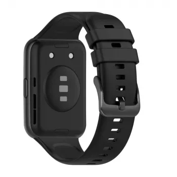 Silicone Strap FIXED, skirtas Huawei Watch Fit 2 — juodas, keičiamas minkštas lankstus dirželis