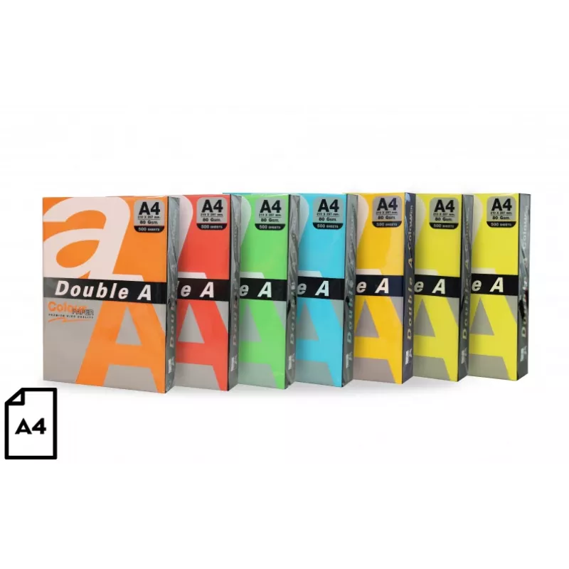 Spalvotas popierius Double A, 80g, A4, 100 lapų, Rainbow 5, 5 spalvos