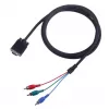 VGA į 3×RCA kabelis SBOX VGA-1022 M/M 2 m, VGA kištukas į tris RCA kompozitinius, 2 metrų ilgis