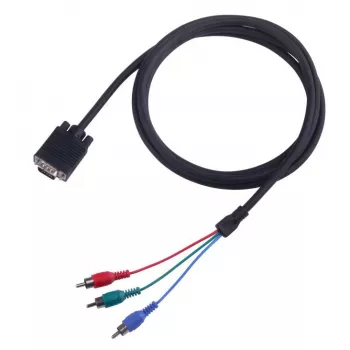 VGA į 3×RCA kabelis SBOX VGA-1022 M/M 2 m, VGA kištukas į tris RCA kompozitinius, 2 metrų ilgis