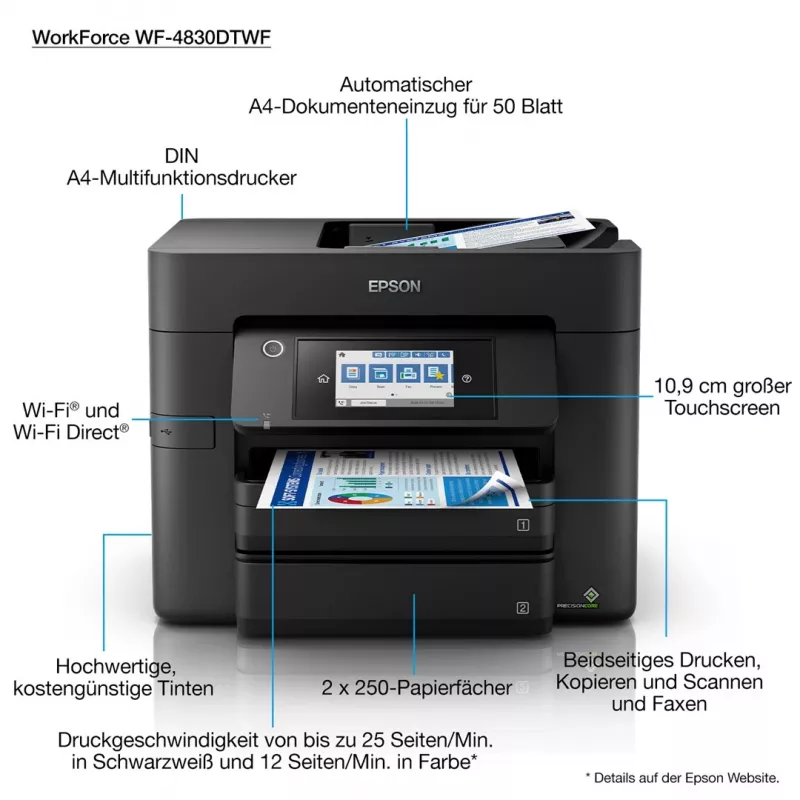 Epson WorkForce Pro WF-4830DTWF Rašalinis A4 4800 x 2400 DPI 36 psl./min. Wi-Fi