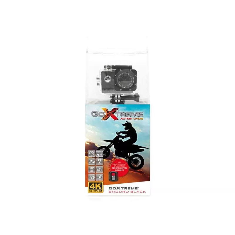 Easypix GoXtreme Enduro Juoda - Veiksmo kamera - tvirtinama - 4K / 30 fps - 8,0 MPix - Wi-Fi - povandeninė iki 30 m - Juoda