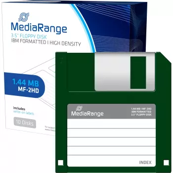 Diskelis MediaRange MR200 3,5 colio 1,44 MB pakuotėje po 10, raudona ir geltona