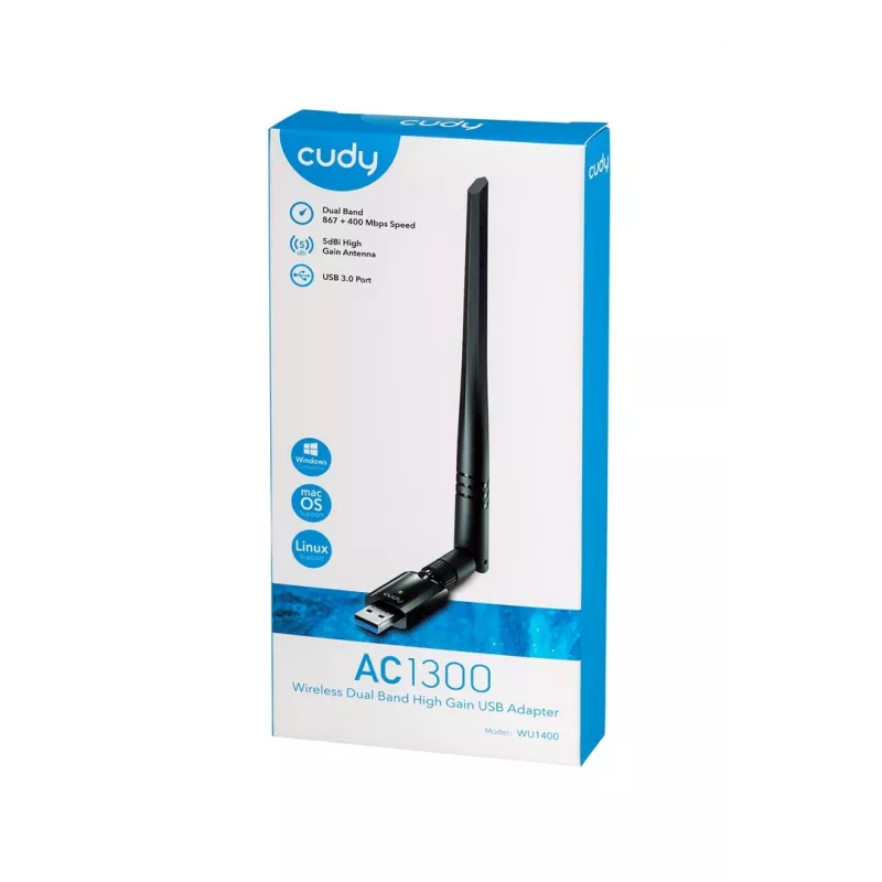 Tinklo plokštė Cudy WU1400 WLAN 867 Mbit/s USB Dual-band Wi-Fi 5