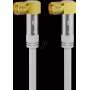Goobay SAT antenos kabelis (135 dB tipo), 4 kartus ekranuotas, 2 m, baltas – auksuotas, F kištukas 90° > F kištukas 90° (70483)