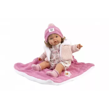 Lėlė kūdikis Llorens Babypuppe Lola 38 cm kalbanti medžiaginė ir vinilinė, rekomenduojamas amžius 3+