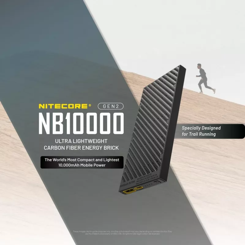 Portable Power Bank Nitecore NB10000 — 10000 mAh, USB‑A + USB‑C, 38W total output, Pilka