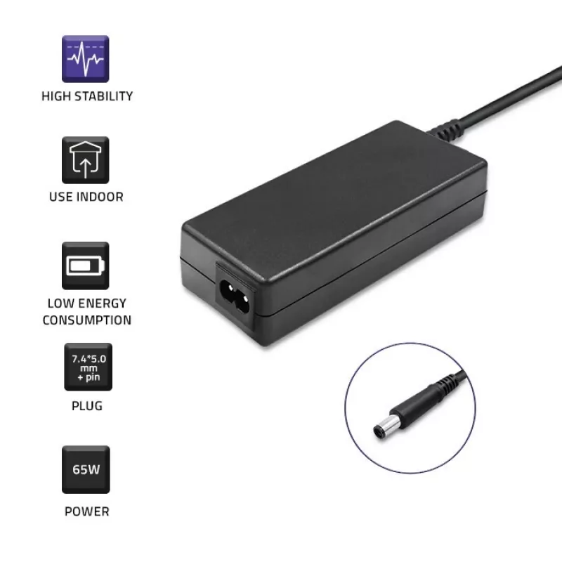 Qoltec 51519 (7.4x5.0mm + kaištis) 65W 3.34A 19.5V kintamosios srovės įkroviklis, skirtas Dell nešiojamiesiems kompiuteriams