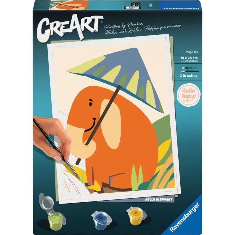 Piešimo rinkinys Ravensburger CreArt Hello Elephant — kūrybinis dažymo rinkinys vaikams