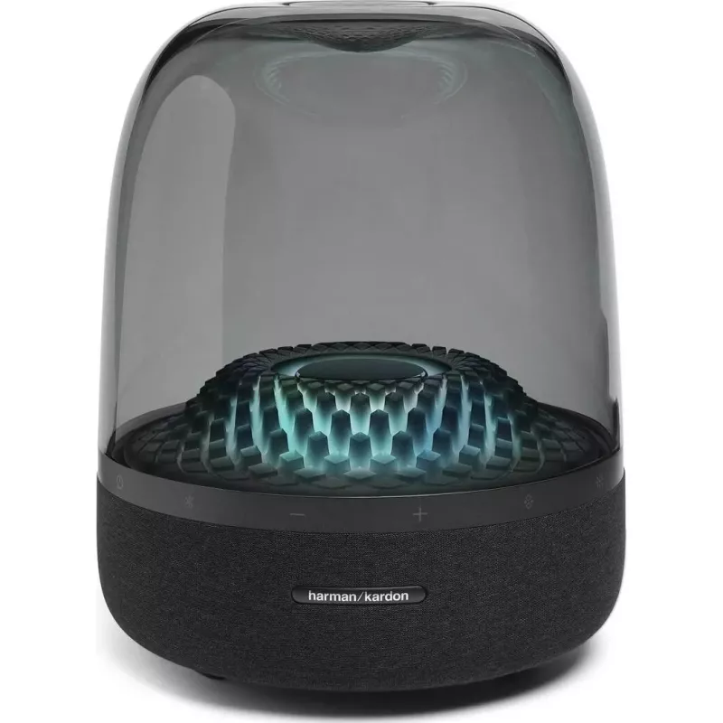 Nešiojamas belaidis garsiakalbis Harman/Kardon Aura Studio 4 — 100 W, 3 tvarkyklės, 45–20000 Hz, Juoda/Permatoma