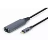 Tinklo adapteris Gembird A-USB3C-LAN-01 Type-C USB 3.2 Gen 1, Gigabit RJ-45, 0,15 m laidas, metalinis korpusas, pilka/juoda