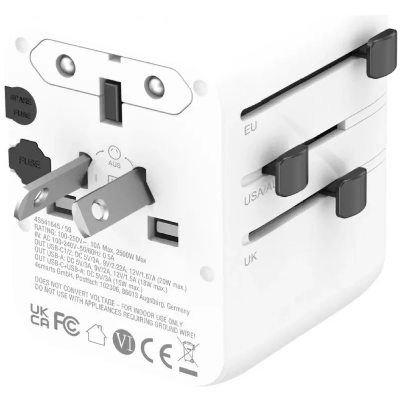 Kelioninis adapteris 20W GaN Nomad 2xUSB-C + 1xA