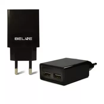 Kelioninis įkroviklis Beline Beli0012 — 2x USB prievadai, 2 A išėjimas, juodas