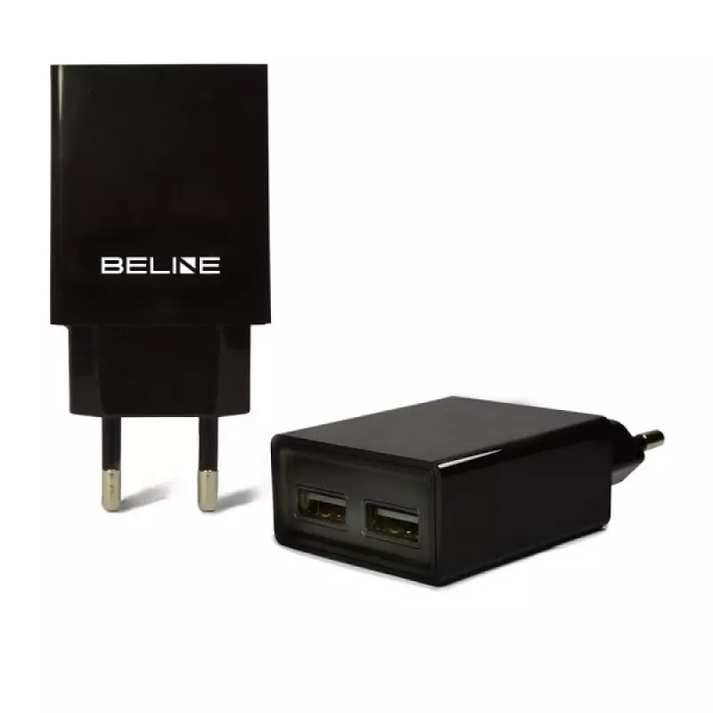 Kelioninis įkroviklis Beline Beli0012 — 2x USB prievadai, 2 A išėjimas, juodas